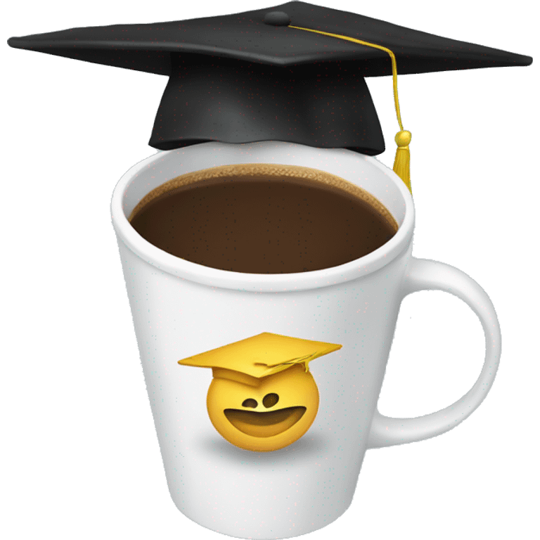 Coffee cup with graduation cap emoji