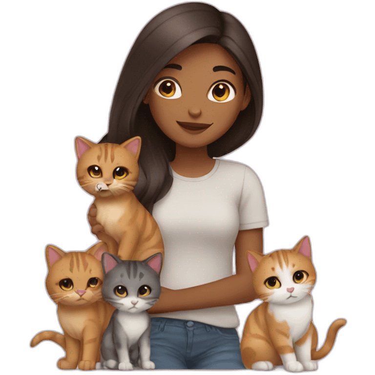 girl with her cats emoji