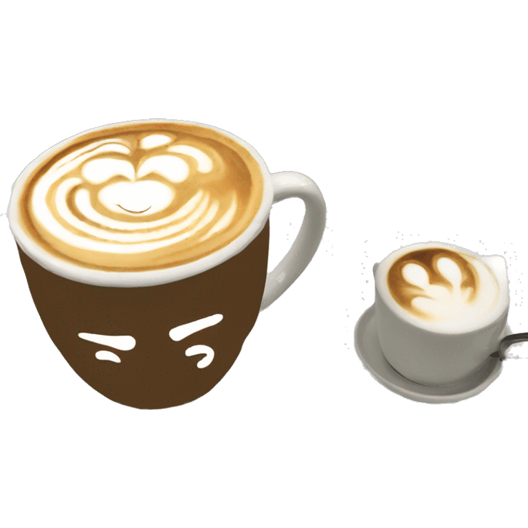 Apple Mac Book mit einem Cappuccino mit Latte Art emoji