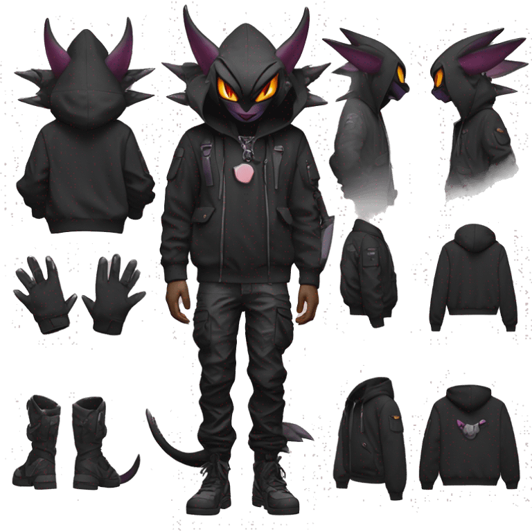 Dark Anthro Cool Noivern-Quiana-Pokémon Punk Techwear Hoodie Cargo Collar Full Body emoji