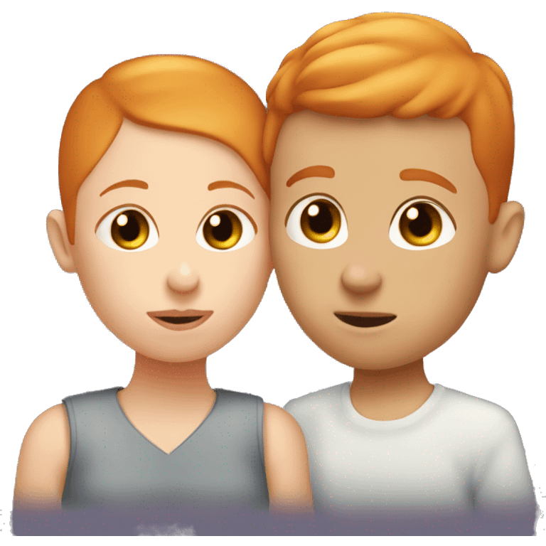 ginger girl kissing with buzzcut boy  emoji