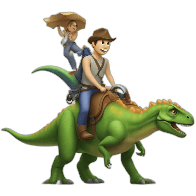 Dinosaur riding a man emoji