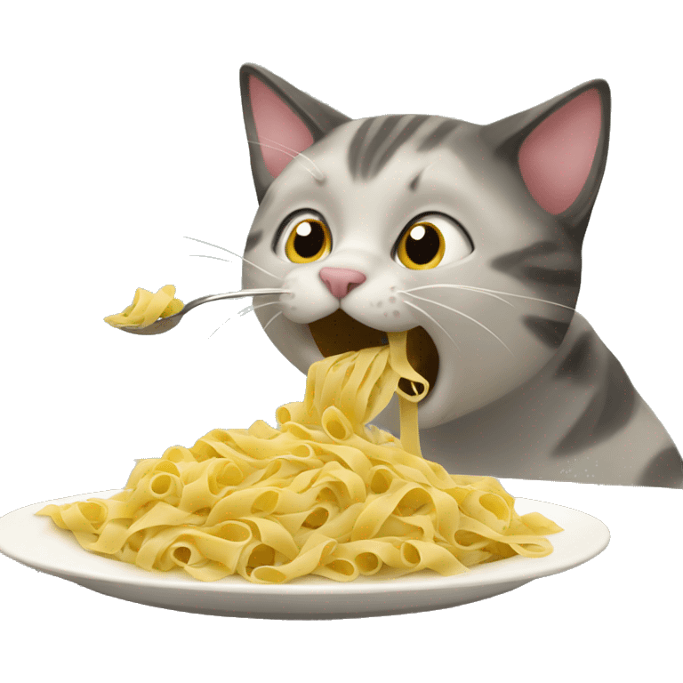 cat eating pasta emoji