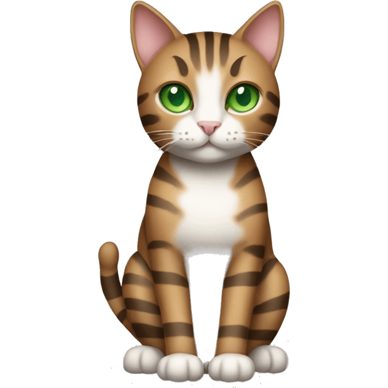 Full body striped brown cat with green eyes emoji