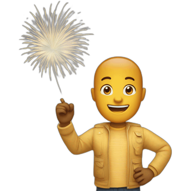 happy man with fireworks emoji