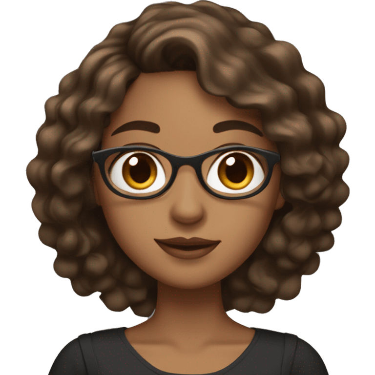 Latina with wavy brown hair and brown skin tone and brown eyes holding an iPad pen emoji