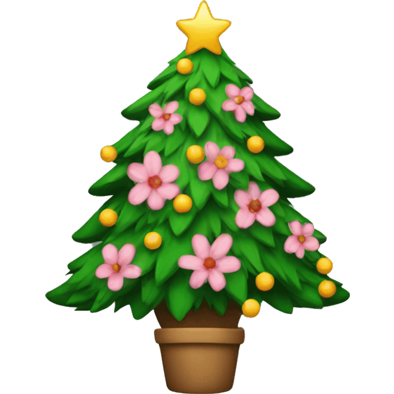 christmas tree with flowers  emoji