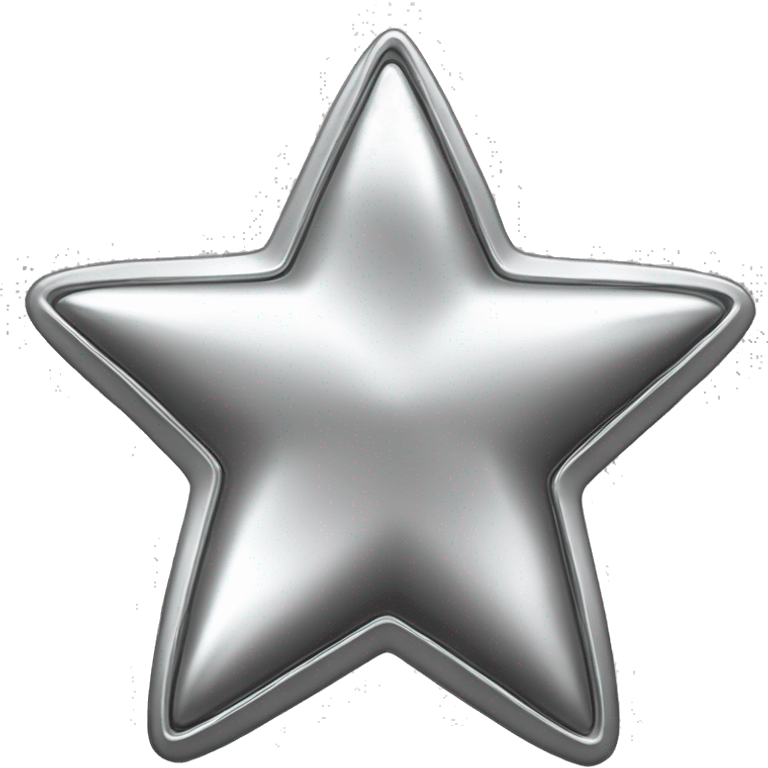 Create a silver star emoji identical to the classic gold star emoji (⭐️). It should match the same size, shape, and smooth shading, but in metallic silver. Keep the design simple and glossy, just like the original Apple star emoji. Rounded ends emoji