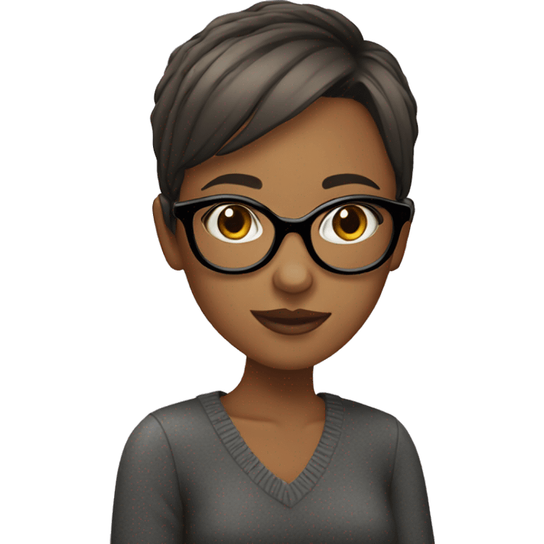 Girl with short hair with funky glasses emoji