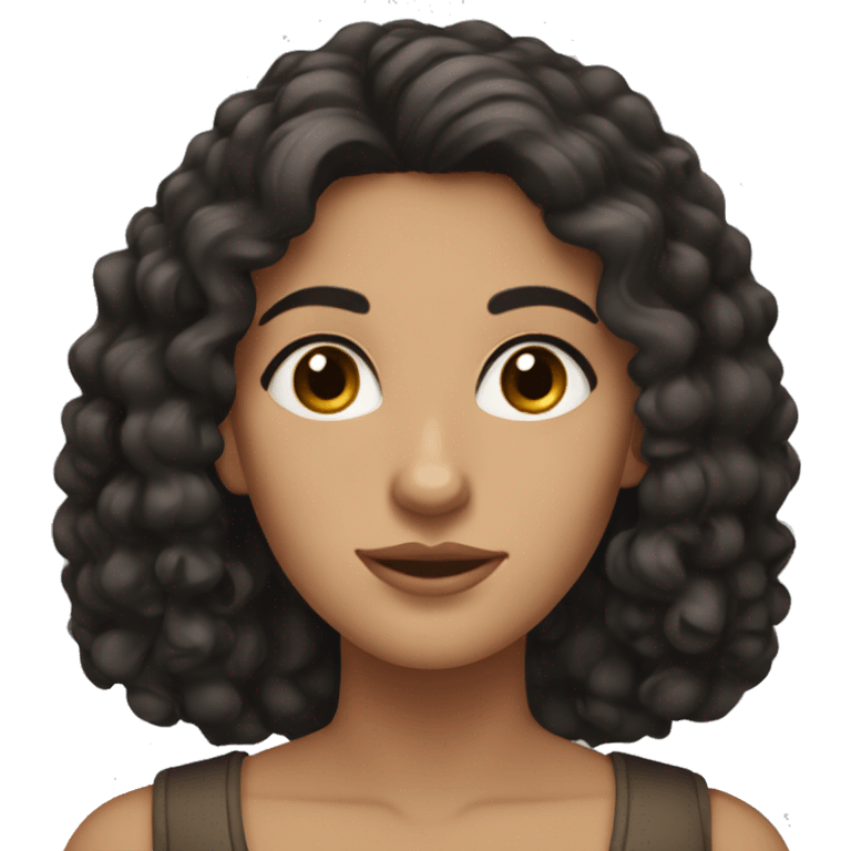 Greek woman with black curly hair and brown eyes emoji