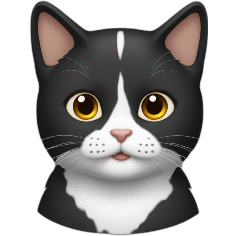 Gato con el pelo negro y el cuello blanco emoji