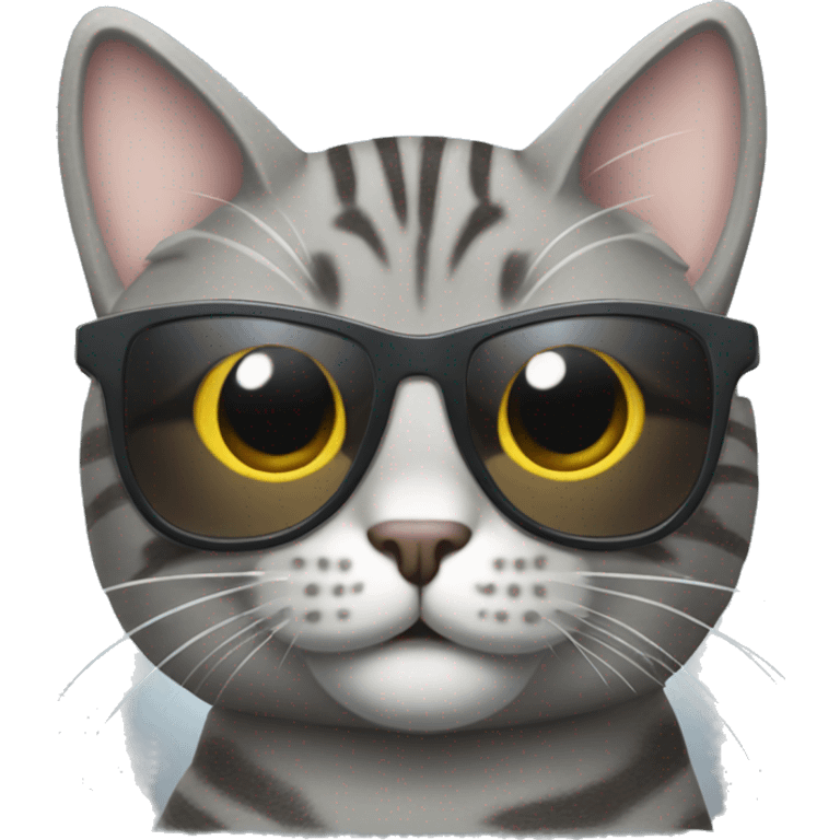 gray tabby cat with sun glasses emoji