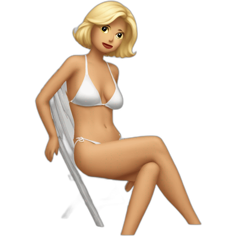 trump wearing string bikini acting out that scene from basic instinct(full body, ios17) emoji