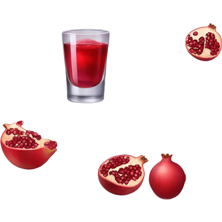 A glass with pomegranate juice also some pieces of pomegranate  emoji