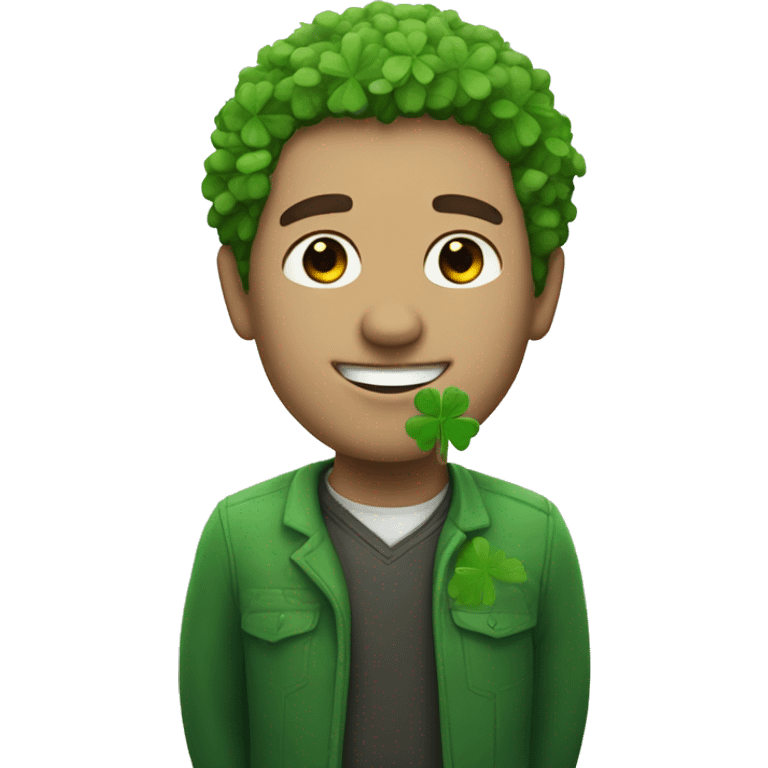 white man with clover emoji