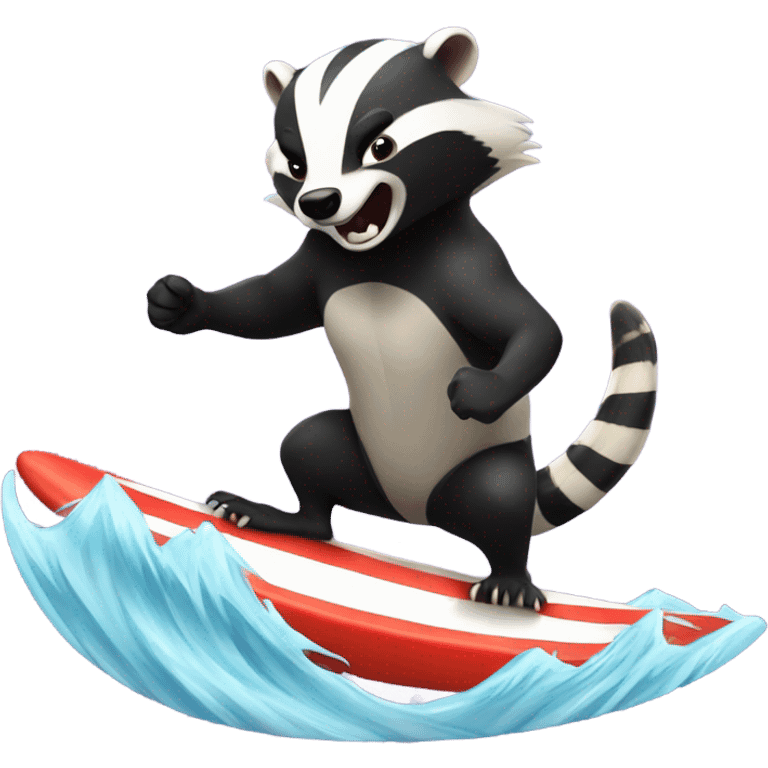 An angry badger surfing emoji