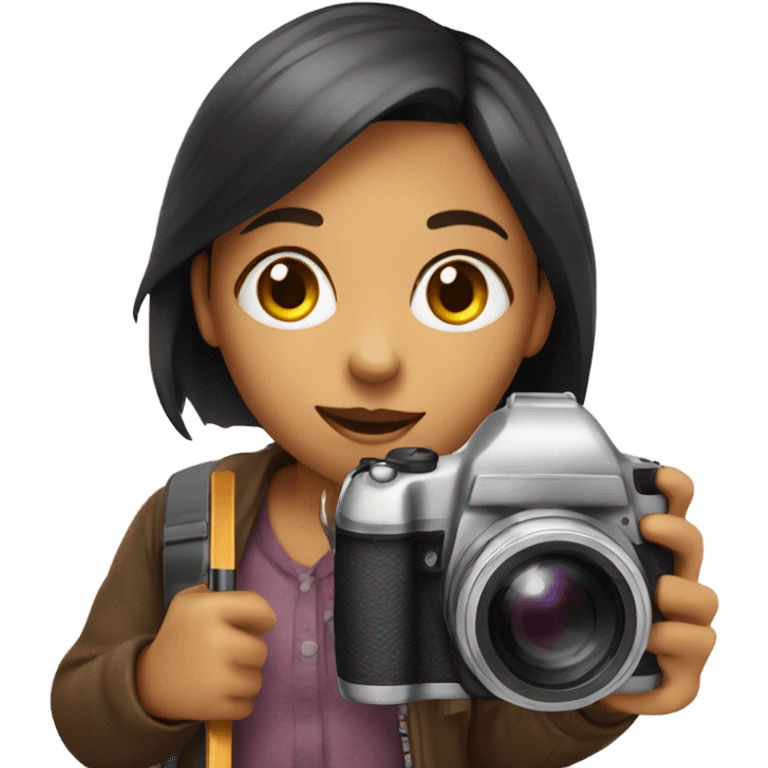 girl with a camera and a pencil emoji