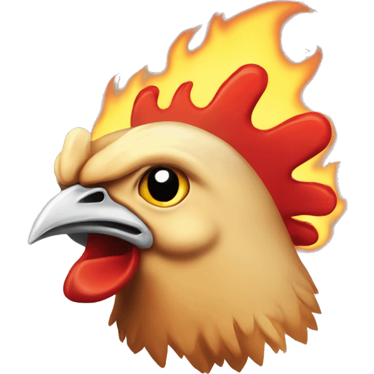 Chicken head flaming emoji