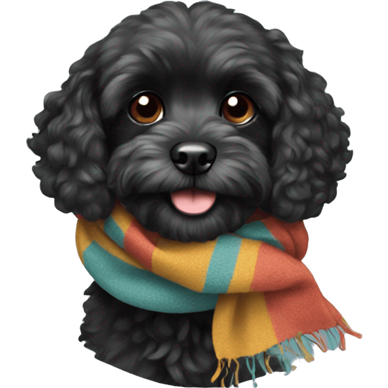 Black cavapoo with a scarf emoji