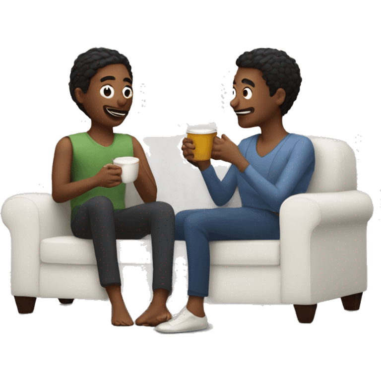 two people on sofa with coffee emoji