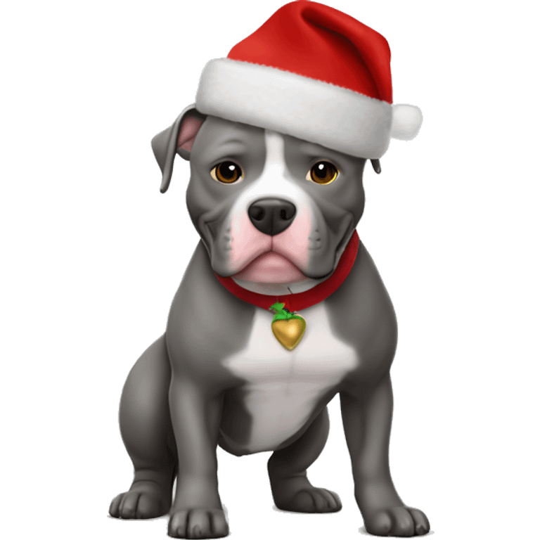 pitbull gris con gorro de navidad  emoji