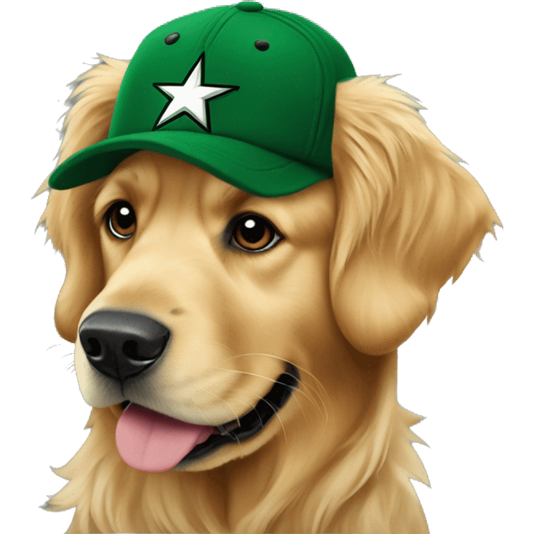 Golden retriever with dallas stars beanie emoji