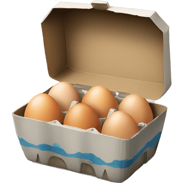 Realistic open carton of eggs island  emoji