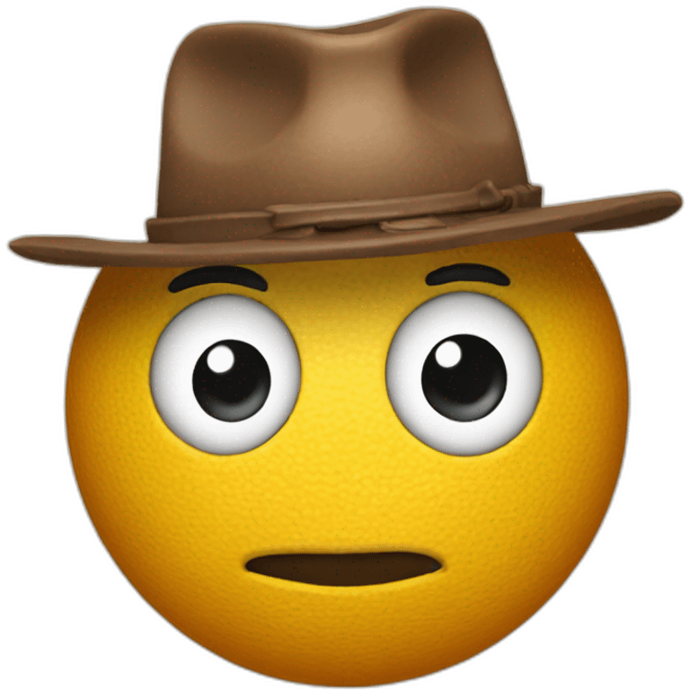 3d sphere with a cartoon cowboy skin texture with big thoughtful eyes emoji