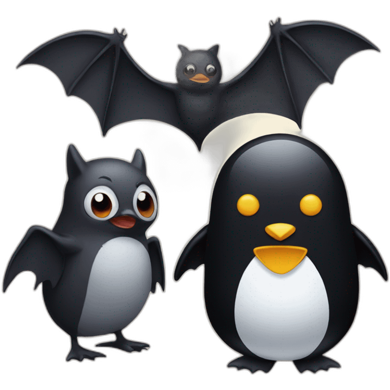 Bat and a penguin emoji