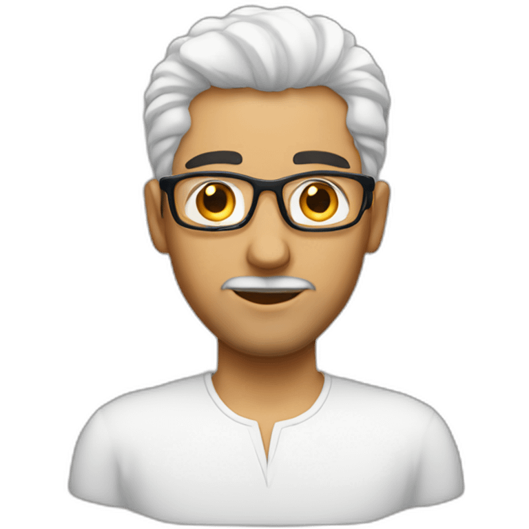 Arabic White man with a some hair and glass emoji