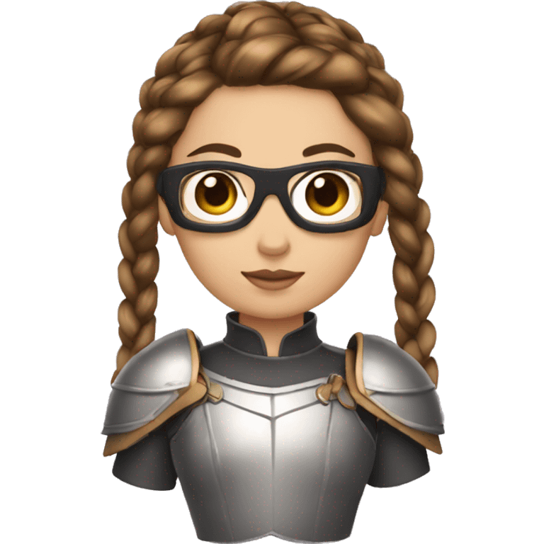 Girl knight with French braids, brown hair and sunglasses emoji