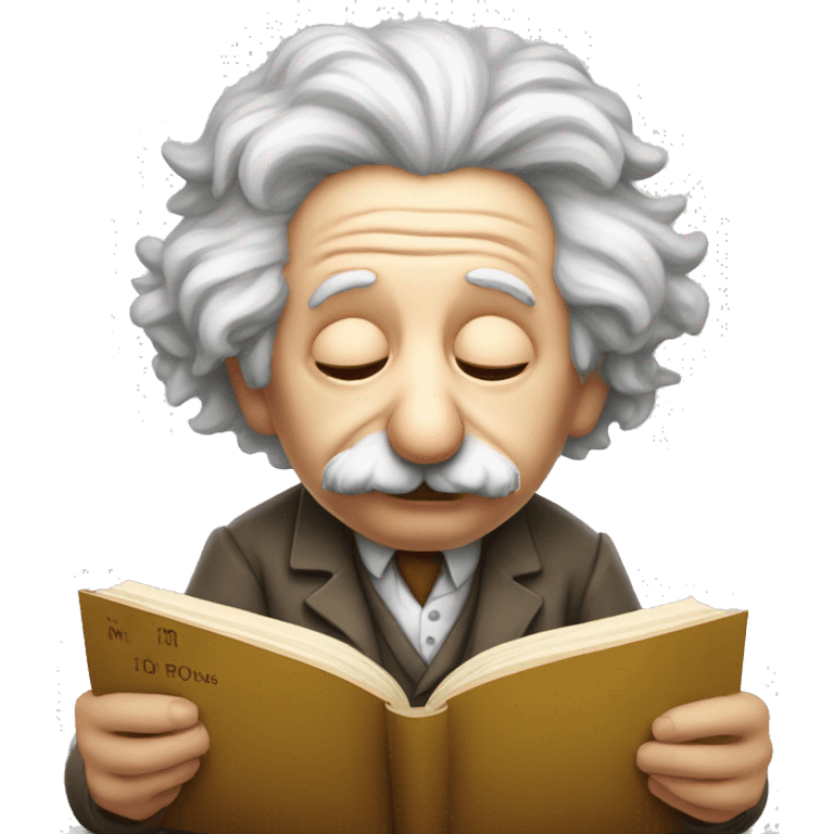 albert einstein sad reading book forward with small tier emoji