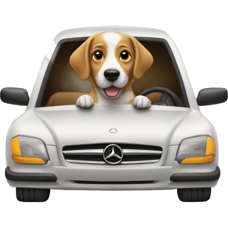 Dog driving a Mercedes match emoji