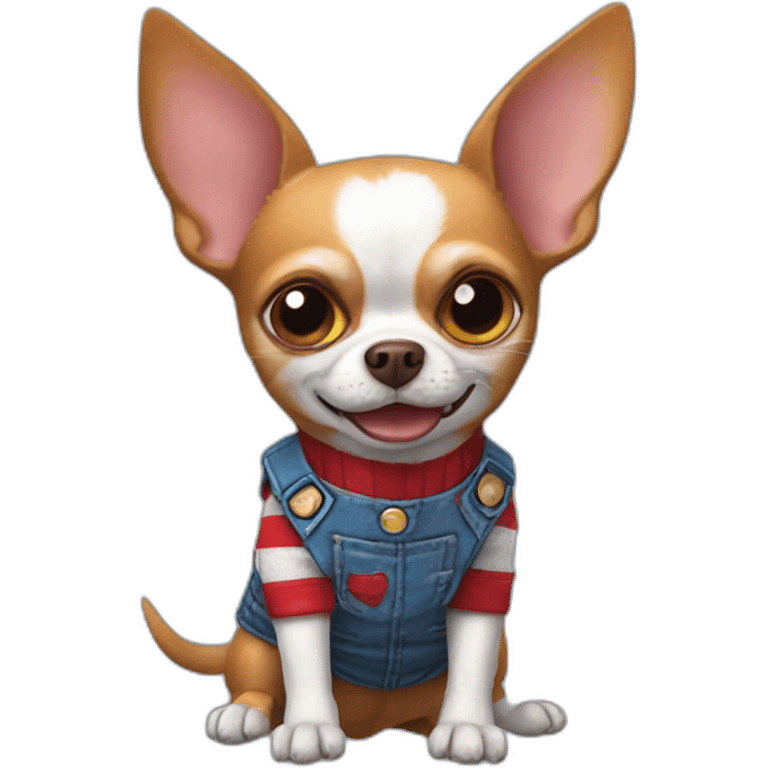 Chihuahua dressed as a Chucky puppet emoji