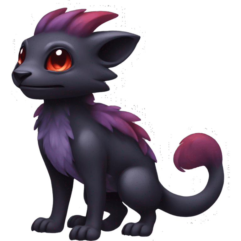 Cute cool dark black red purple animal hybrid Fakemon full body emoji