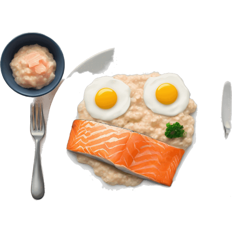 Breakfast plate salmon with porridge  emoji