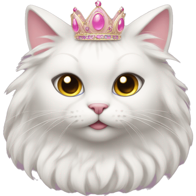 fluffy cat in a princess dress and a pink tiara emoji