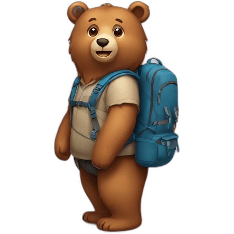 a bear wearing a backpack emoji