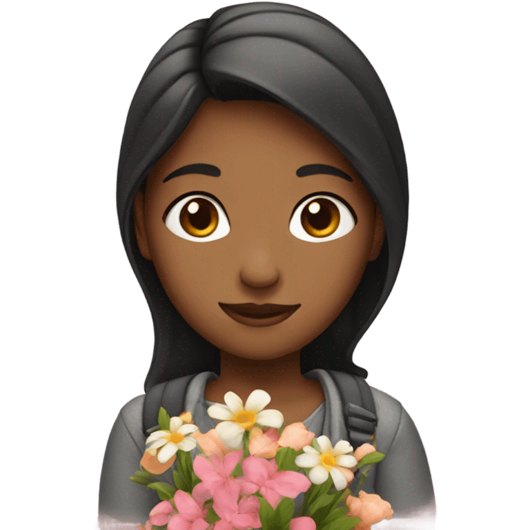 girl with flowers in han emoji