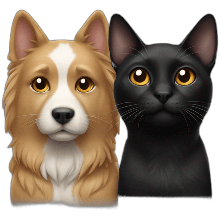 Cat black and dog withe emoji