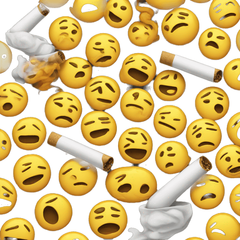 Yellow emoji smoking and looking tired emoji