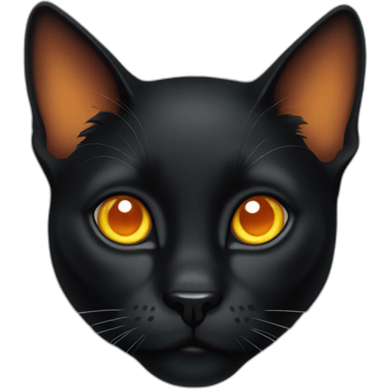 Black cat with orange spots and yellow eyes emoji