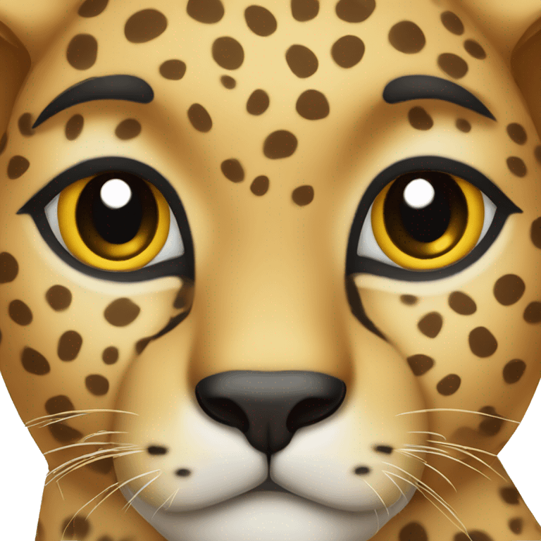 cheetah face but eyes are red heart emoji