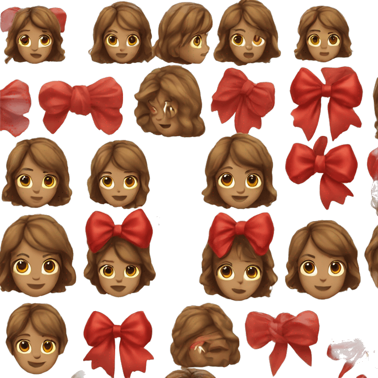 Red bow brown hair emoji