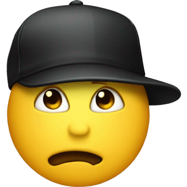 The classic yellow circle face emoji but with a backwards hat and biting his lip like a fuckboy emoji