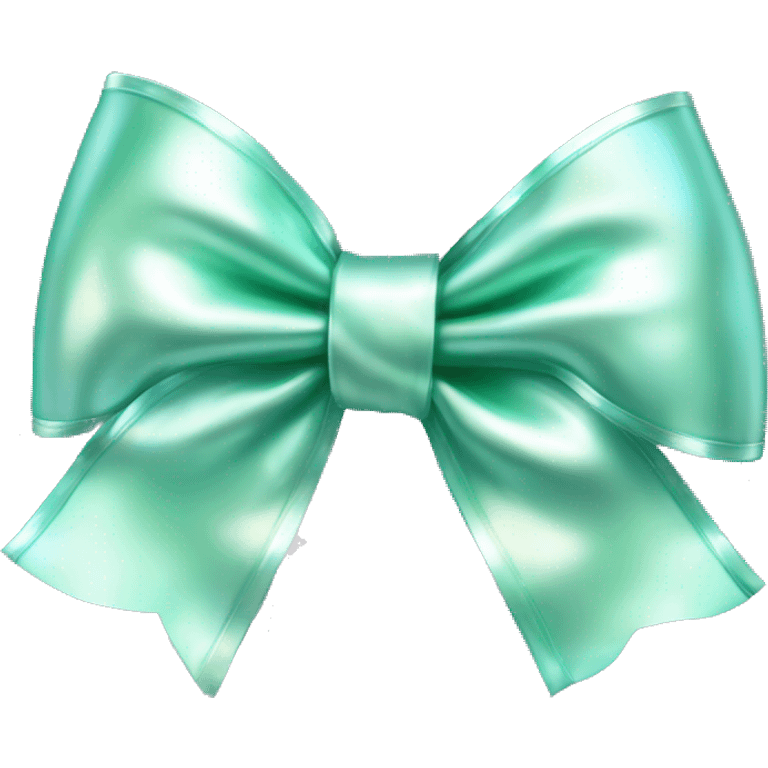 Realistic isolated silver and mint green holographic bow. emoji