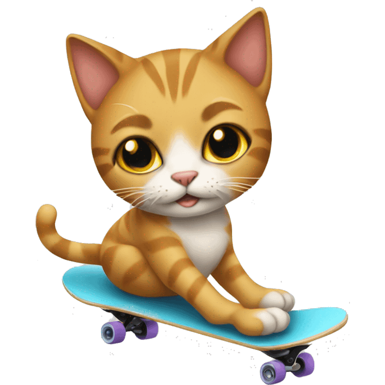 a cat riding a skatebored emoji