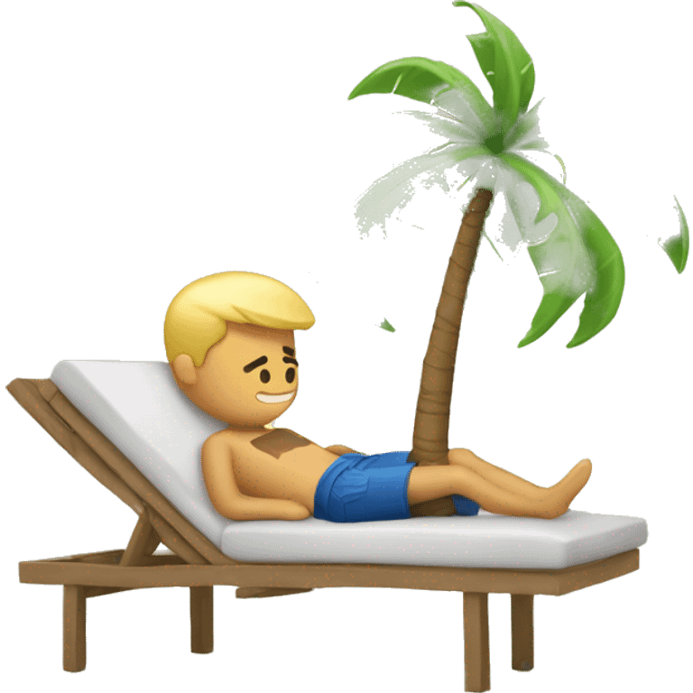 Blond guy rests under palm tree emoji