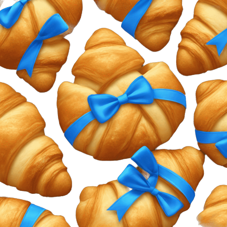 croissant with blue ribbon (bow) emoji