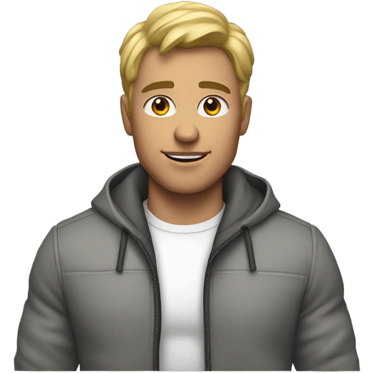 muscular male in grey jacket emoji